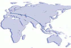 Mapka letu do Singapuru