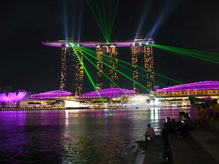 hotel Marina Bay Sands in the night - laser show