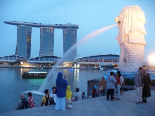 Merlion in Singapore and Marina Bay Sands